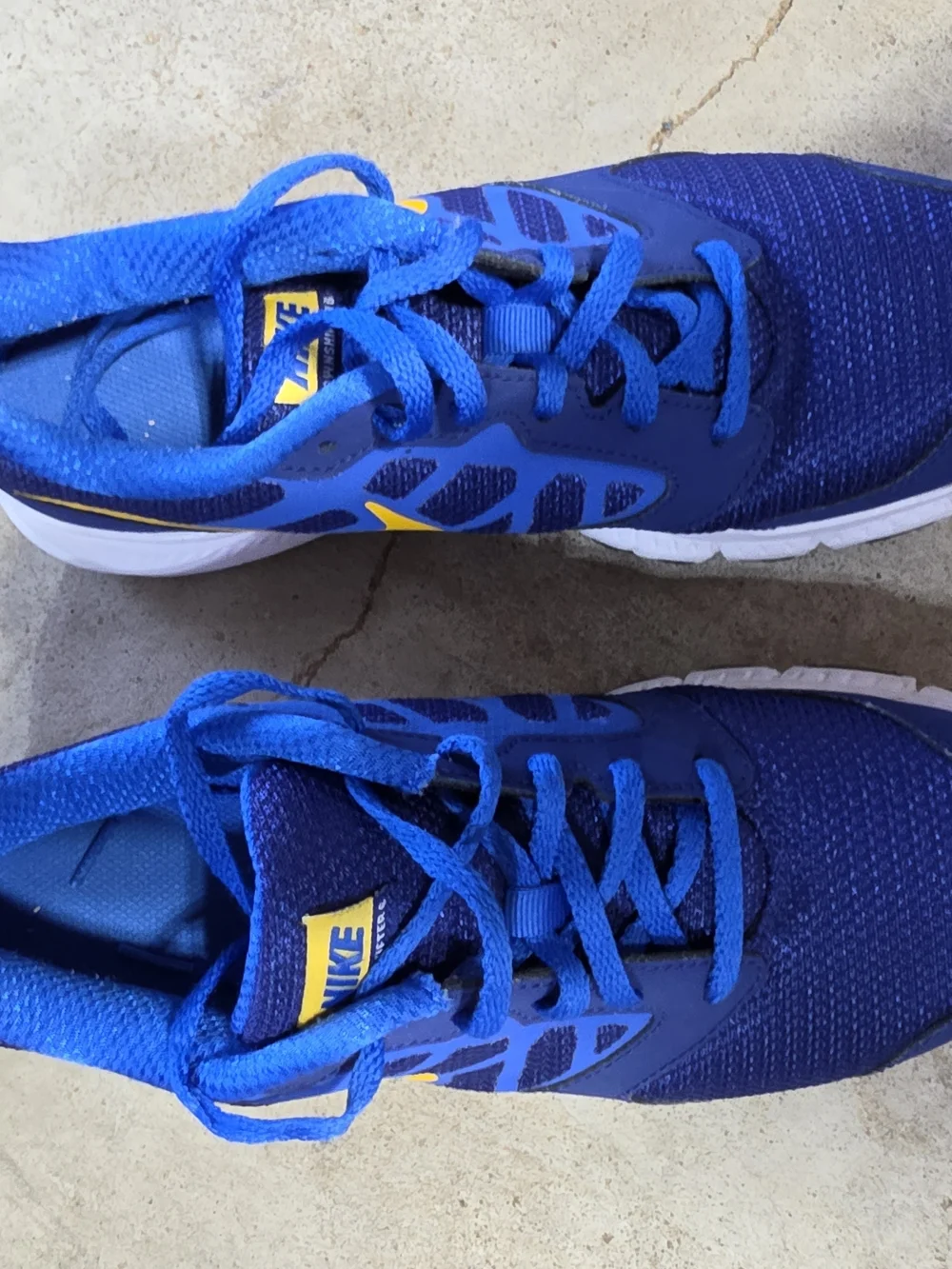Nike Blue with Yellow Swoosh Athletic Trainers Boys Shoes
